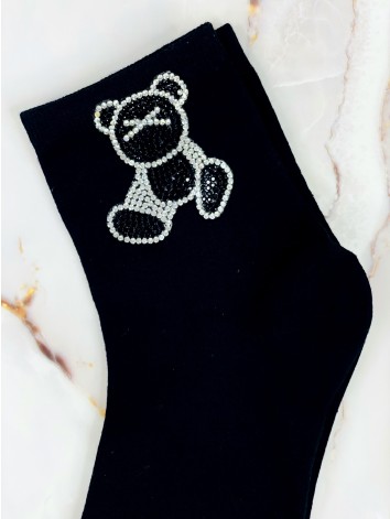 Dámske čierne ponožky s kamienkami TEDDY