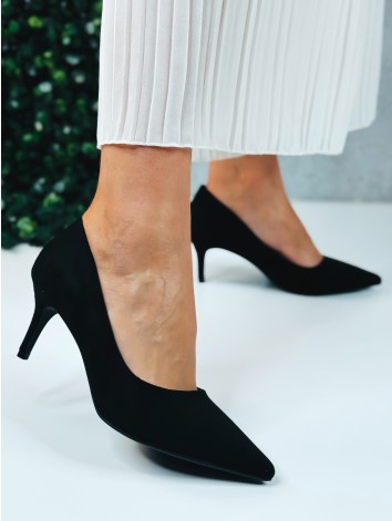 Dámske čierne semišové lodičky Lina