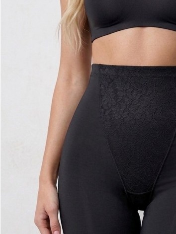 Dámske čierne sťahovacie prádlo s čipkou a vysokým pásom