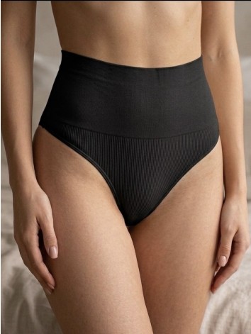 Dámske čierne sťahovacie tangá s vysokým pásom