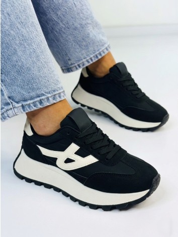 Dámske čierne štýlové tenisky na vysokej platforme