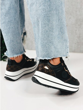 Dámske čierne tenisky na platforme NK