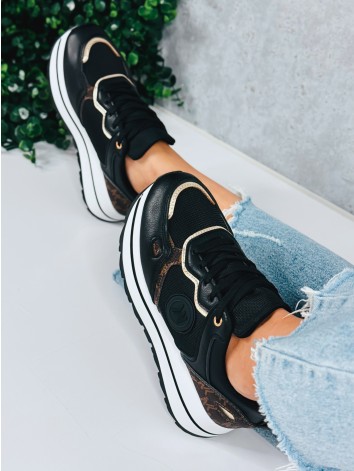 Dámske čierne tenisky na platforme NK