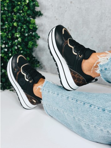 Dámske čierne tenisky na platforme NK