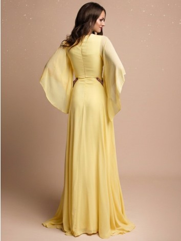 Dámske dlhé žlté spoločenské šaty Grece