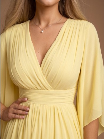 Dámske dlhé žlté spoločenské šaty Grece