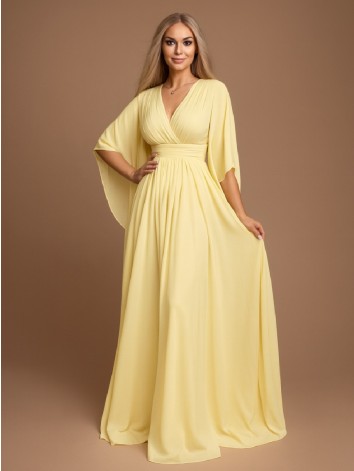 Dámske dlhé žlté spoločenské šaty Grece