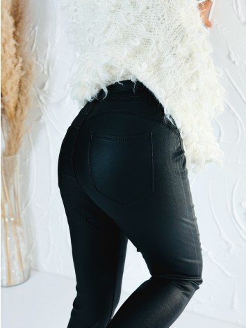 Dámske elastické koženkové nohavice s vysokým pásom - aj pre moletky