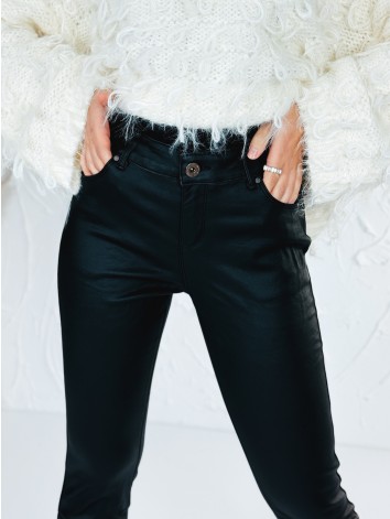 Dámske zateplené koženkové nohavice s vysokým pásom - aj pre moletky