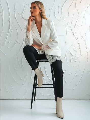 Dámske elegantné maslové oversize sako s čipkou