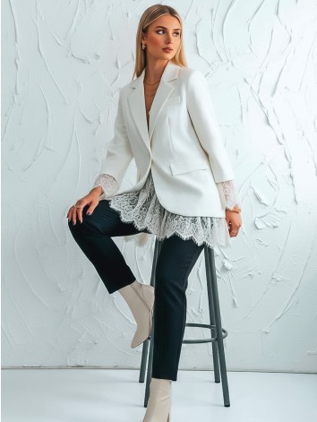 Dámske elegantné maslové oversize sako s čipkou