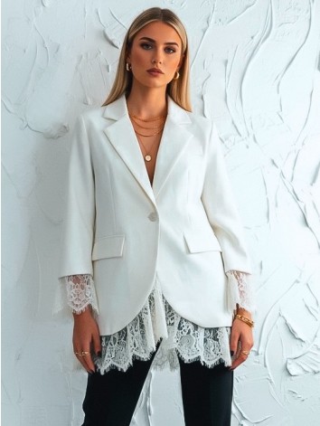 Dámske elegantné maslové oversize sako s čipkou