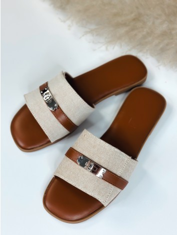 Dámske elegantné camel šľapky s prackou Jane