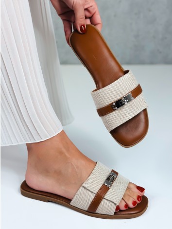 Dámske elegantné camel šľapky s prackou Jane