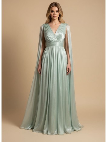 Dámske elegantné lesklé zelené spoločenské šaty