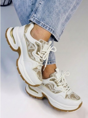Dámske exkluzívne tenisky a vysokej platforme so zlatým lémom