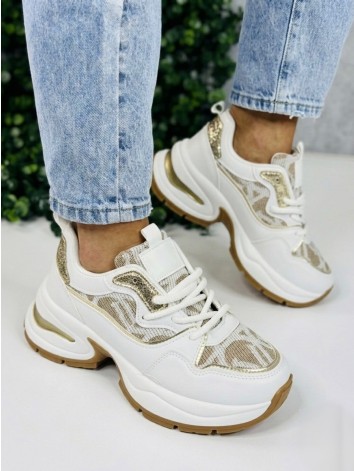 Dámske exkluzívne tenisky a vysokej platforme so zlatým lémom