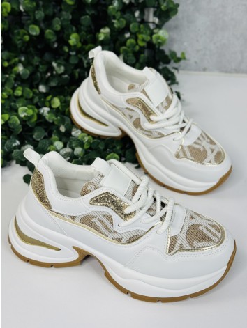 Dámske exkluzívne tenisky a vysokej platforme so zlatým lémom