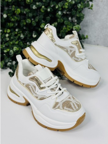 Dámske exkluzívne tenisky a vysokej platforme so zlatým lémom