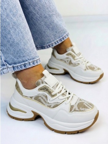 Dámske exkluzívne tenisky a vysokej platforme so zlatým lémom