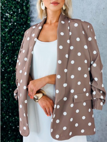 Dámske hnedé bodkované oversize sako