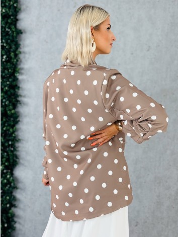 Dámske hnedé bodkované oversize sako