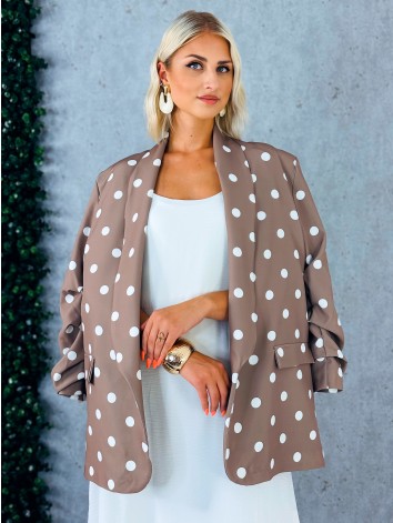 Dámske hnedé bodkované oversize sako