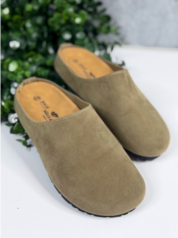 Dámske khaki mules šľapky