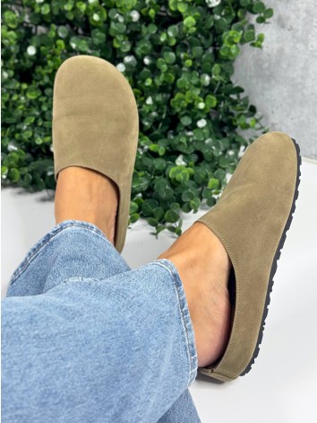 Dámske khaki mules šľapky