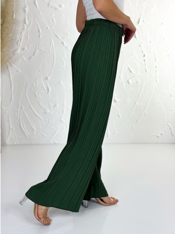 Dámske khaki plisované nohavice s vysokým pásom Korfu