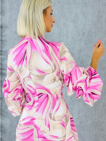 Dámske krátke elegantné ružovo-béžové šaty s previazaním Mixi aj pre moletky