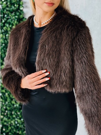Dámske krátke hnedé kožušinové bolerko Sia