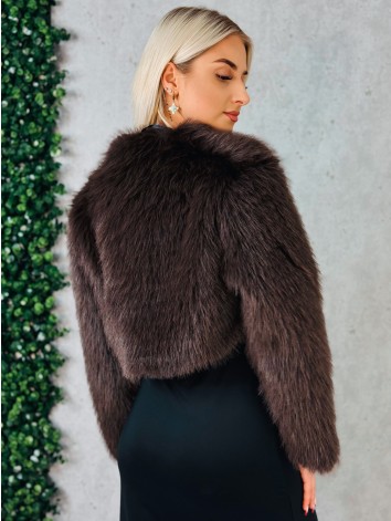 Dámske krátke hnedé kožušinové bolerko Sia