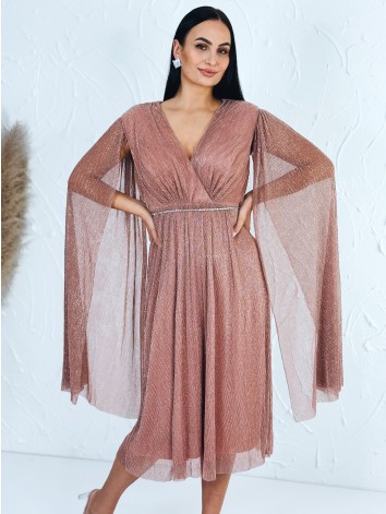 Dámske krátke spoločenské šaty s opaskom - ružové