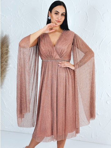 Dámske krátke spoločenské šaty s opaskom - ružové