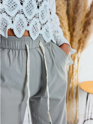 Dámske letné ľanové vzdušné nohavice - béžové