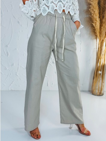 Dámske letné ľanové vzdušné nohavice - béžové