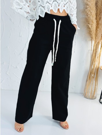 Dámske letné ľanové vzdušné nohavice - čierne