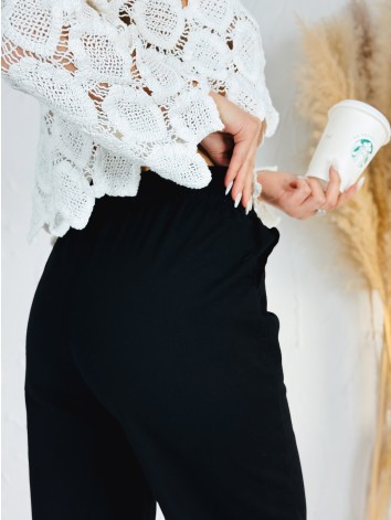 Dámske letné ľanové vzdušné nohavice - čierne