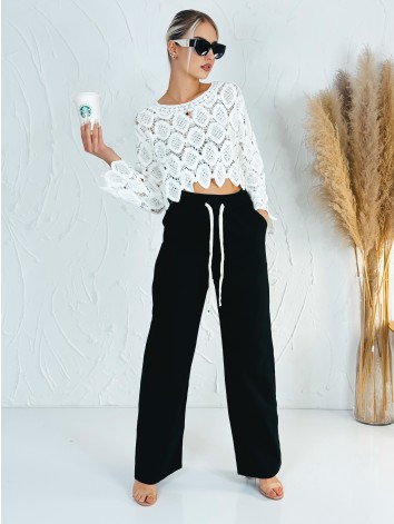 Dámske letné ľanové vzdušné nohavice - čierne