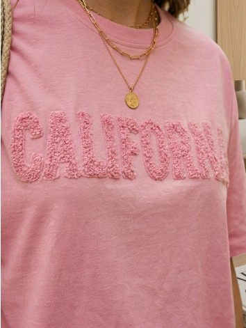 Dámske ružové bavlnené oversize tričko CALIFORNIA