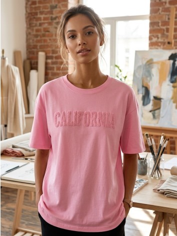 Dámske ružové bavlnené oversize tričko CALIFORNIA