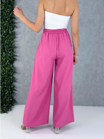 Dámske ružové elegantné široké nohavice so sťahovaním Santorini
