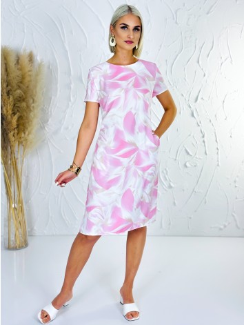 Dámske ružové kvetované elegantné spoločenské šaty pre moletky