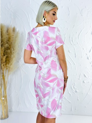 Dámske ružové kvetované elegantné spoločenské šaty pre moletky