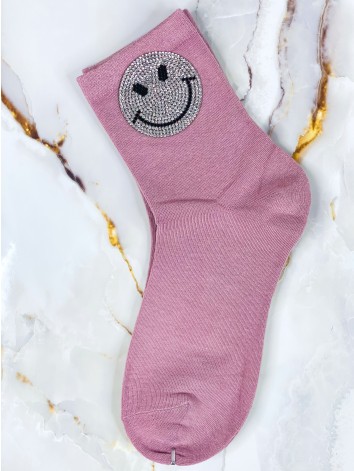 Dámske ružové ponožky s kamienkami SMILE