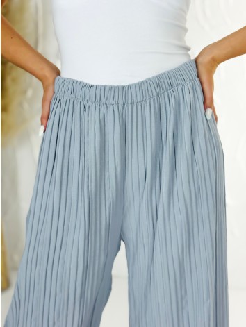 Dámske sivé plisované nohavice s vysokým pásom Korfu