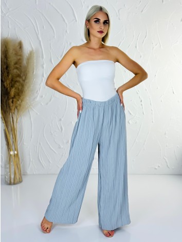 Dámske sivé plisované nohavice s vysokým pásom Korfu