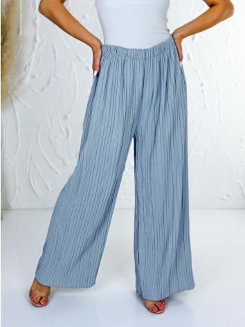 Dámske sivé plisované nohavice s vysokým pásom Korfu