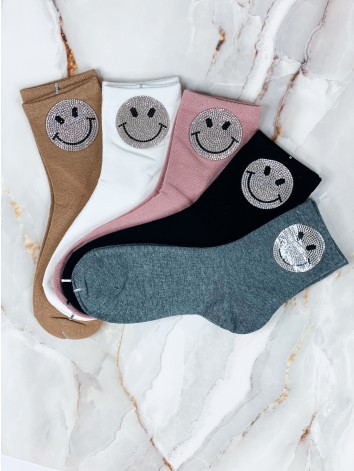Dámske sivé ponožky s kamienkami SMILE